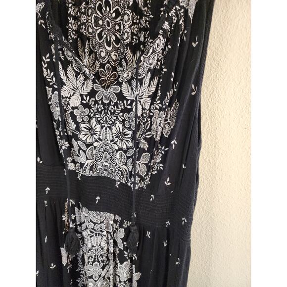 BILA Black and White Print Sleeveless Runched Waist 100% Rayon Midi Dress SZ XL - Picture 6 of 8